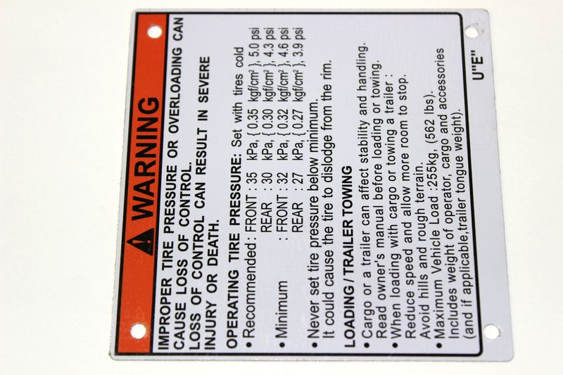 Табличка предупреждения - CFMOTO X6 EFI